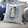 Personalised Curious Penguin Cushion, thumbnail 1 of 4