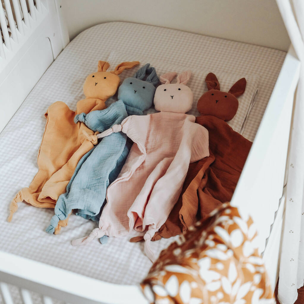 Bunny Muslin Baby Comforter, 1 of 6