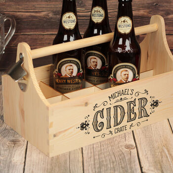 Typography Bottle Gift Box Hamper Caddy With Handle, 3 of 3