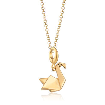 18ct Gold Origami Swan Charm Necklace, 2 of 6
