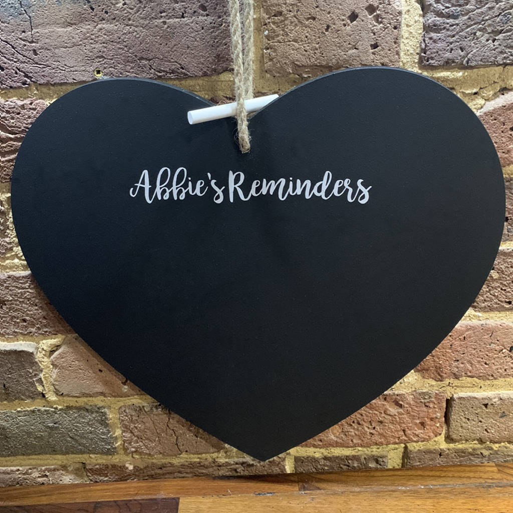 personalised heart chalkboard by liberty bee