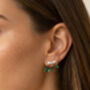 Women's Gold Stud Earrings With Emerald Green Stones In 18k Gold, Christmas Jewellery, thumbnail 3 of 3