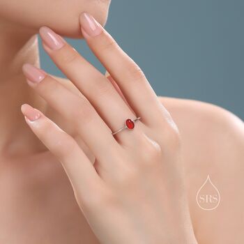 Sterling Silver Red Onyx Oval Ring In Sterling Silver, 7 of 12