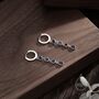 Sterling Silver Sapphire Blue Cz Dangle Chain Huggie Hoop Earrings, thumbnail 5 of 12
