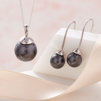 Pearl Necklace And Earring Set In Silver, 4 of 5