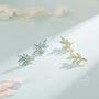 Sterling Silver Small Green Opal Leaf Stud Earrings, thumbnail 7 of 11