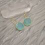 Gold Aqua Chalcedony Earrings, Blue Dangle Earrings, thumbnail 1 of 9