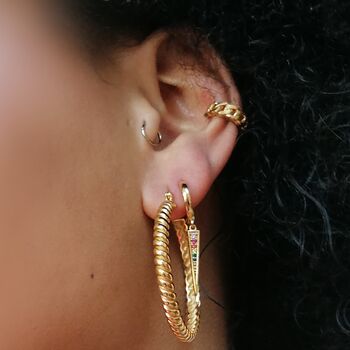 Gold Plated Rainbow Spike Charm Hoop Earrings, 2 of 4