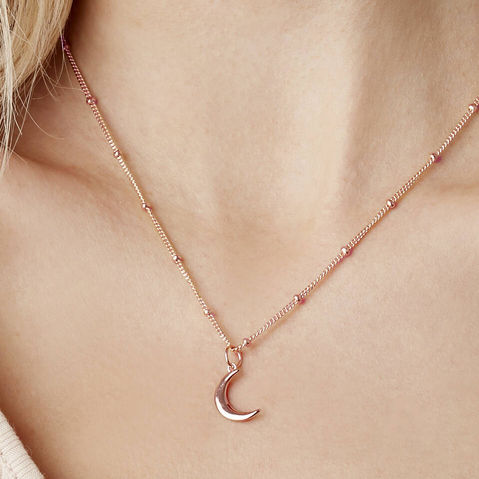 Mini Moon Necklace For Empowerment Rose Gold Vermeil, 1 of 4