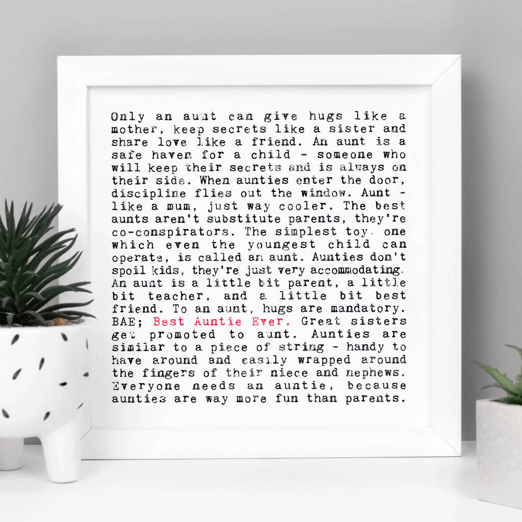 Auntie Funny Quotes Print Gift For Aunts, 1 of 6