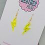 Neon Yellow Glitter Lightning Bolt Earrings Small And Large, thumbnail 5 of 10