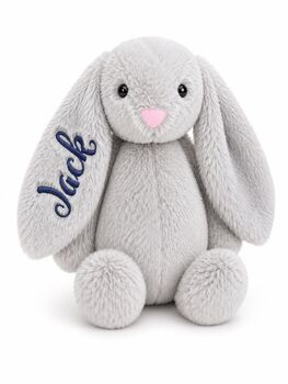 Personalised Bunny Rabbit, Custom Embroidered Plush Toy, Baby Shower Gift, Ce Certified, 11 of 12