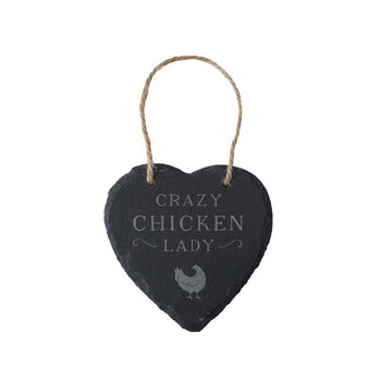 Bramble Farm 'Crazy Chicken Lady' Slate Heart Hanger, 2 of 3