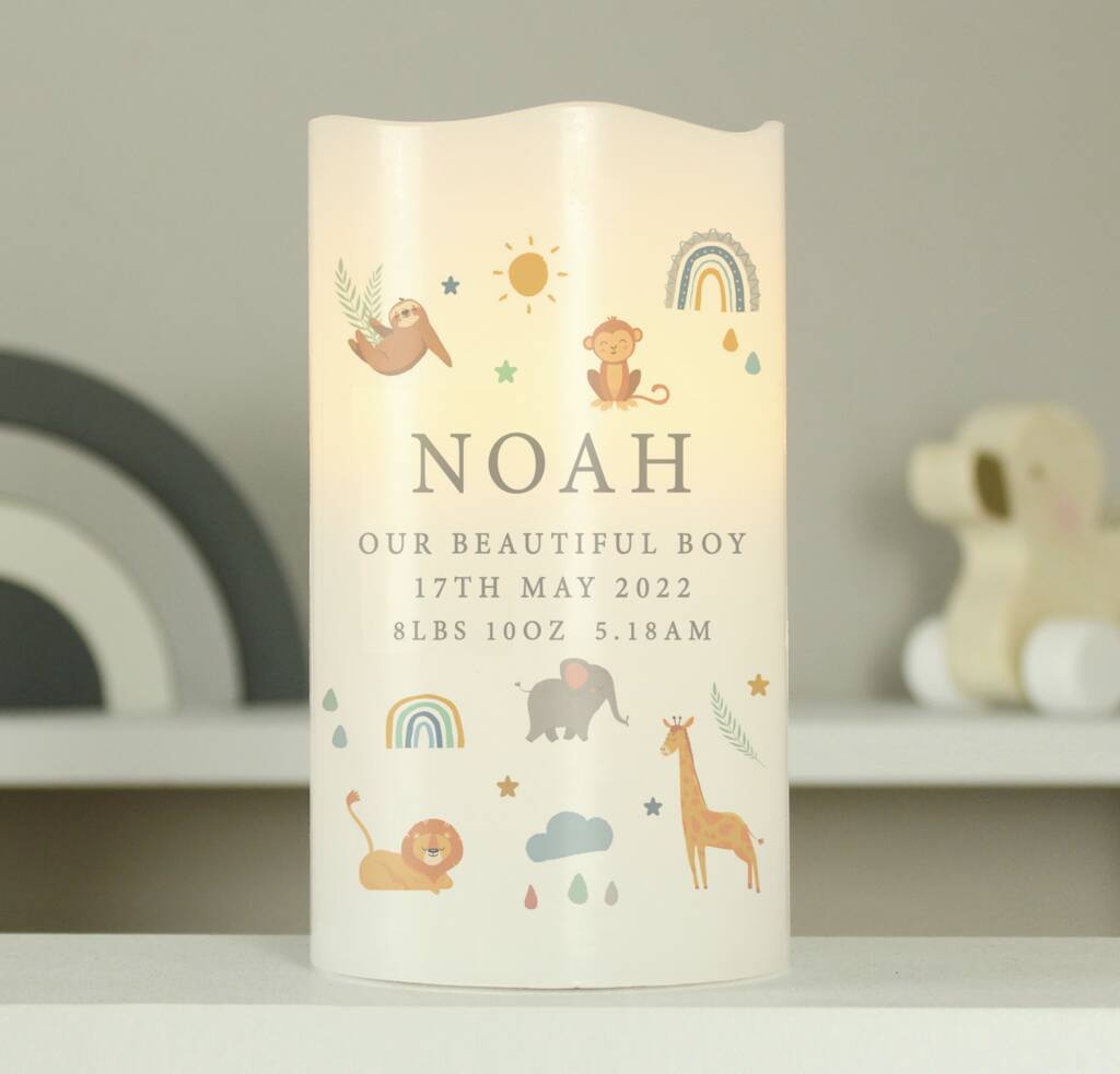 Personalised Safari Animals LED Candle, 1 of 4