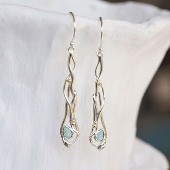 Aqua Chalcedony Drop Earrings, 4 of 6