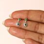 Sterling Silver Green Crystal Sun Drop Earrings, thumbnail 5 of 8