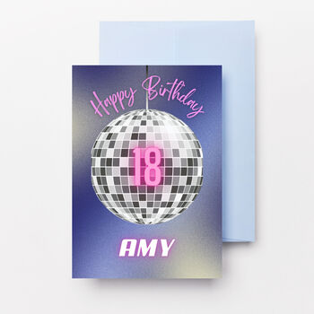 Personalised 18th Birthday Disco Ball Card, 2 of 2