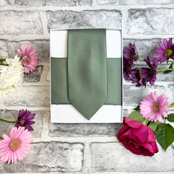 Dark Sage Textured Wedding Tie Set, 5 of 6