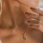 May Birthstone Green Onyx Gold Plated Necklace, thumbnail 1 of 12