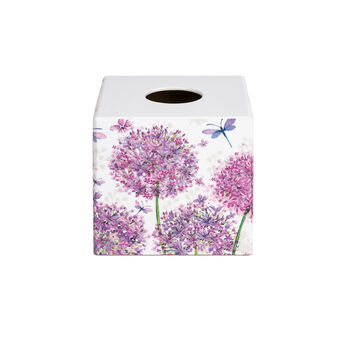 Wooden Tissue Box Cover Pink Allium, 4 of 4