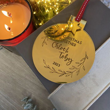 Personalised Gold Round Christmas Tree Dec 23, 2 of 11