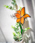 Orange Tiger Lily Stained Glass Flower, thumbnail 1 of 3
