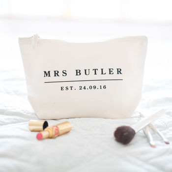 Personalised 'Mrs' Wedding Make Up/Wash Bag Triple Set, 3 of 5