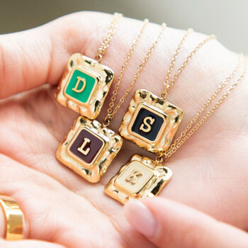 Vintage Initial Necklace Personalised Various Colours, 6 of 11