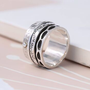 Personalised Sterling Silver Textured Spinning Ring, 2 of 10