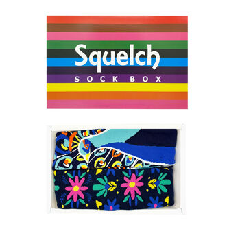 Gift Set Of Two Pairs Of Squelch Adult Socks Peacock, 2 of 3
