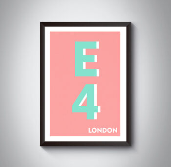 E4 Waltham Forrest London Typography Postcode Print, 9 of 10