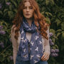 Silver Metallic Unicorn Scarf In Navy Blue, thumbnail 1 of 2