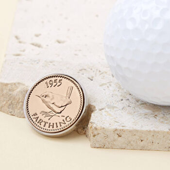 70th Birthday 1955 Farthing Coin Golf Marker, 2 of 9