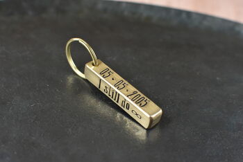 Personalised Gift, Bronze Bar Keyring Anniversary Birthday, 10 of 11