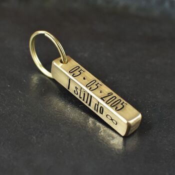 Personalised 21st Anniversary Brass Bar Keyring, 7 of 9