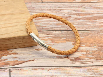Mens Braided Cork With Personalised Stainless Steel Clasp, 3 of 9
