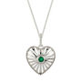 Heart Rays Green Onyx May Birthstone Sterling Silver Necklace, thumbnail 2 of 7