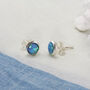 Handmade Blue Opal Silver Stud Earrings, thumbnail 4 of 8