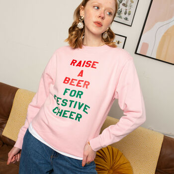 Festive Cheer Slogan Christmas Jumper Sweatshirt, 3 of 7