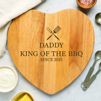 Personalised King Of The BBQ Heart Wooden Chopping Board Birthday Father's Day, 2 of 2