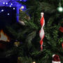 Hand Blown Frosted Glass Icicle Tree Decoration Ornament, thumbnail 5 of 8
