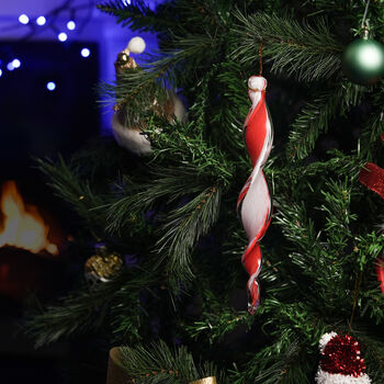 Hand Blown Frosted Glass Icicle Tree Decoration Ornament, 5 of 8