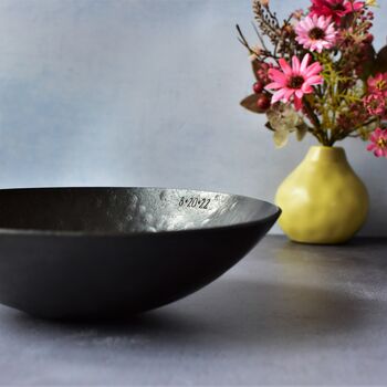 Personalised 6th Anniversary Gift Large Deep Metal Centrepiece Bowl, 4 of 7