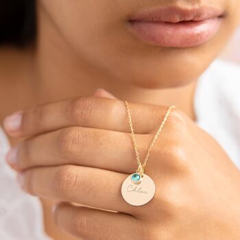 21st Birthday Disc And Birthstone Name Necklace, 5 of 12