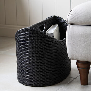 Marbury Black Rattan Magazine Basket, 2 of 3