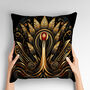 Celestial Aviary Art Deco Swan Poly Linen Cushion, thumbnail 3 of 6