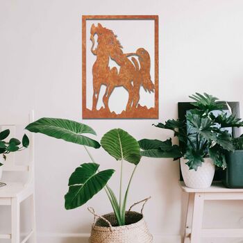 Rusted Metal Horse In Frame Metal Horse Wall Art, 10 of 10