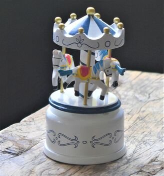 Carousel Music Box White And Blue Tune Of Amelie, 4 of 5