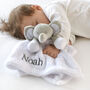 Personalised White Elephant Baby Comforter, thumbnail 1 of 11