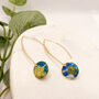 Blue Green And Gold Foil Circle Drop Earrings For Her, thumbnail 1 of 10